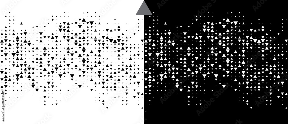 Poster abstract background with triangles random size. black shapes on a white background and the same whit