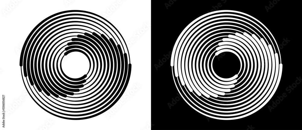 Canvas Prints abstract background with lines in circle. art design spiral as logo or icon. a black figure on a whi