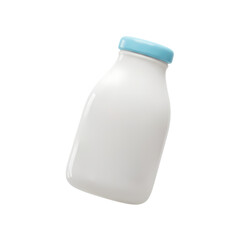 Fresh 3D Rendered Milk Bottle Illustration PNG Isolated on Transparent Background