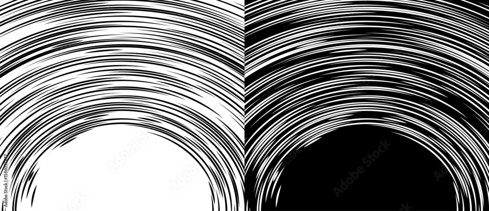 Poster art sun background. frame template with lines. black shape on a white background and the same white 