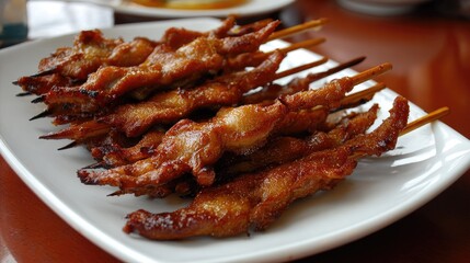 Grilled chicken skewers on a plate
