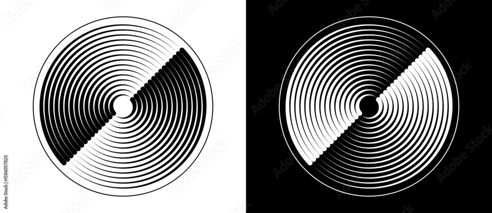 Canvas Prints abstract background with lines in circle. art design spiral as logo or icon. a black figure on a whi