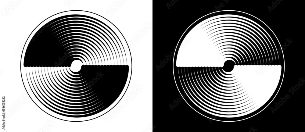 Canvas Prints abstract background with lines in circle. art design spiral as logo or icon. a black figure on a whi