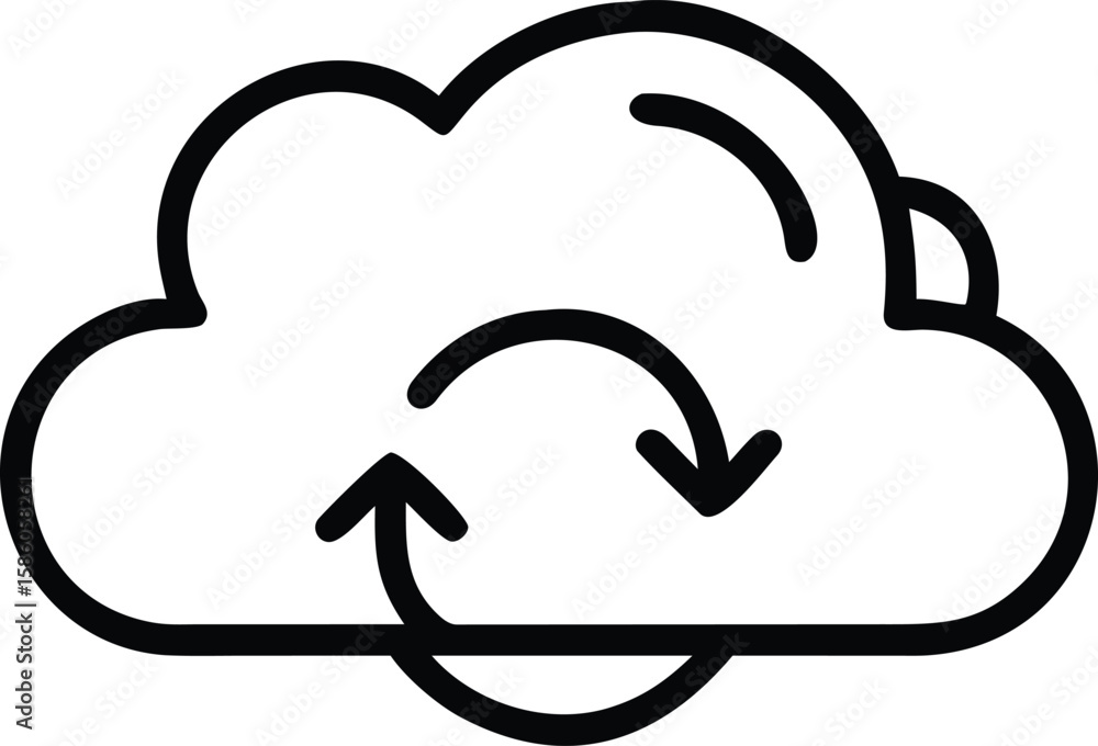 Aufkleber simple line drawing of cloud computing sync data transfer illustration