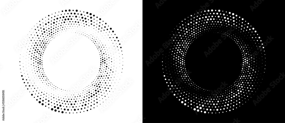 Poster modern abstract background. halftone dots in circle form. round logo. vector dotted frame. design el