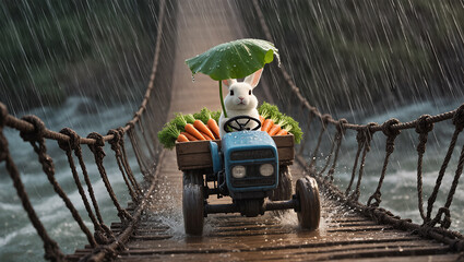 rabbit harvesting carrots