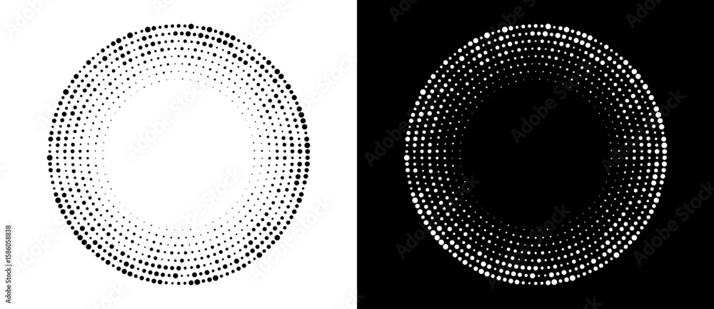 Poster modern abstract background. halftone dots in circle form. round logo. vector dotted frame. design el