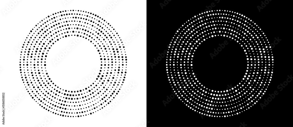 Poster modern abstract background. halftone dots in circle form. round logo. vector dotted frame. design el