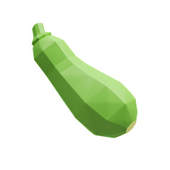 Fresh Low Poly 3D Zucchini Vegetable Illustration PNG Isolated on Transparent Background