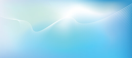 Aqua Blue Gradient Abstract Background with Soft White Wave Lines Minimal Modern Aesthetic