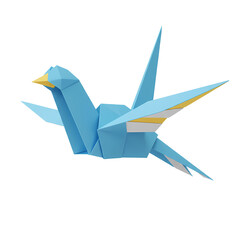 Graceful Low Poly 3D Origami Bird Illustration PNG Isolated on Transparent Background