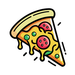 Delicious Pizza Slice Colorful Vector Illustration. Vibrant Food Art.