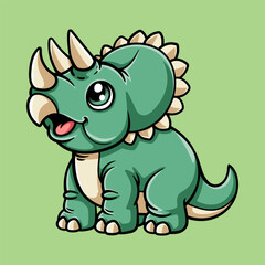fun cartoon triceratops dinosaur colorful mascot isolated drawing line style sketch classic vintage design illustration