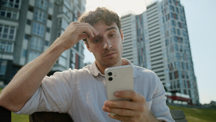 Caucasian man mobile phone smartphone error problem broken businessman male business guy...