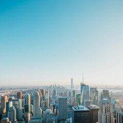 Fototapeta premium Urban cityscape panorama with clear sky skyscrapers