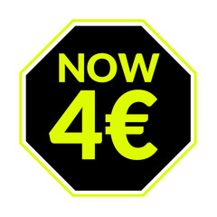 Now 1 2 4 5 6 7 8 9 10 11 12 13 14 15 16 17 18 19 20 € euro price tag, black colour png, Now € sale png, discount green badge png