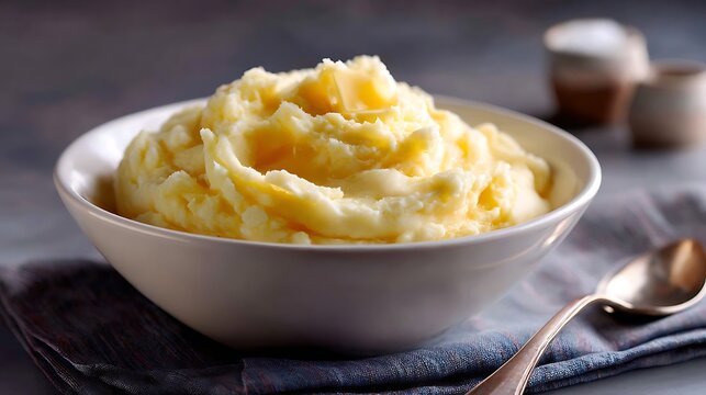 Creamy Mashed Potatoes in a White Bowl
