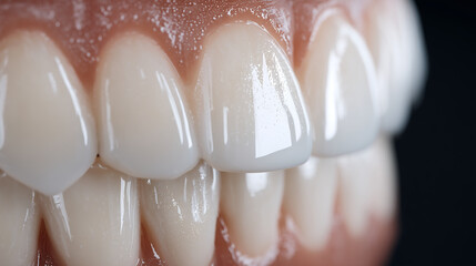 photo of human teeth, perfect enamel texture, slight moisture, studio lighting, hyper-realistic, dental aesthetics