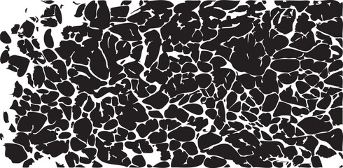 Monochrome texture composed of irregular graphic elements. Distressed uneven grunge background. Abstract vector illustration. Overlay for interesting effect and depth. Isolated on white background.