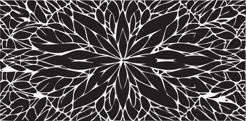 Simple floral geometric pattern. Tileable, repeating black and white background. Texture vector.