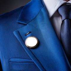 Elegant Suit Lapels with Blank Round Pin Badges Ideal for Mockup