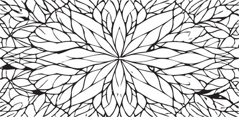 Simple floral geometric pattern. Tileable, repeating black and white background. Texture vector.