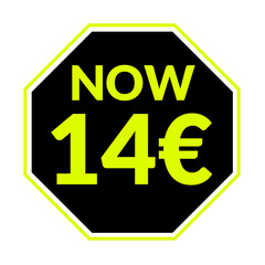 Now 1 2 4 5 6 7 8 9 10 11 12 13 14 15 16 17 18 19 20 &euro; euro price tag, black colour png, Now &euro; sale png, discount green badge png