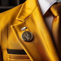 Elegant Suit Lapels with Blank Round Pin Badges Ideal for Mockup