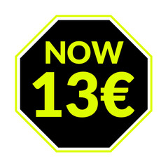 Now 1 2 4 5 6 7 8 9 10 11 12 13 14 15 16 17 18 19 20 € euro price tag, black colour png, Now € sale png, discount green badge png