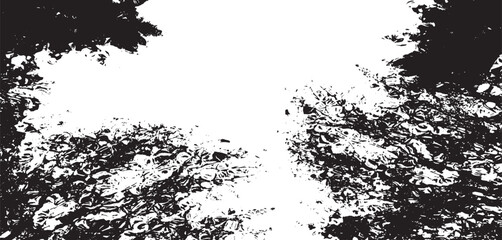 Monochrome texture composed of irregular graphic elements. Distressed uneven grunge background. Abstract vector illustration. Overlay for interesting effect and depth. Isolated on white background.
