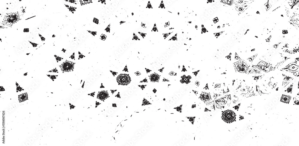 Poster monochrome texture composed of irregular graphic elements. distressed uneven grunge background. abst
