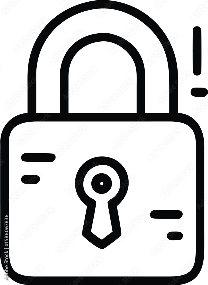 Poster simple lock with exclamation point icon for security or privacy projects