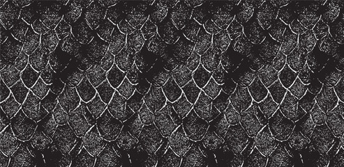 Monochrome texture composed of irregular graphic elements. Distressed uneven grunge background. Abstract vector illustration. Overlay for interesting effect and depth. Isolated on white background.
