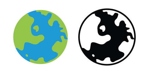 Earth globe icon set vector isolated on white background. Flat planet Earth icon. vector illustration