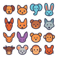 ear in animals modern flat style. dog ear, cat ear, elephant ear, rabbit ear, horse ear, fox ear, bear ear, wolf ear, deer ear, owl ear, bat ear, lion ear, cow ear, mouse