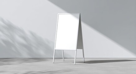Empty white advertising stand in a light room