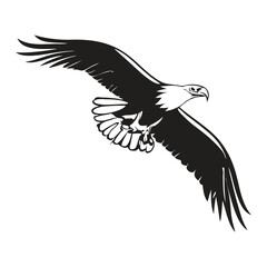 Obraz premium Black and White Flying Bald Eagle Vector Logo Illustration