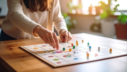 Fototapeta premium Close-up of woman playing a strategy board game