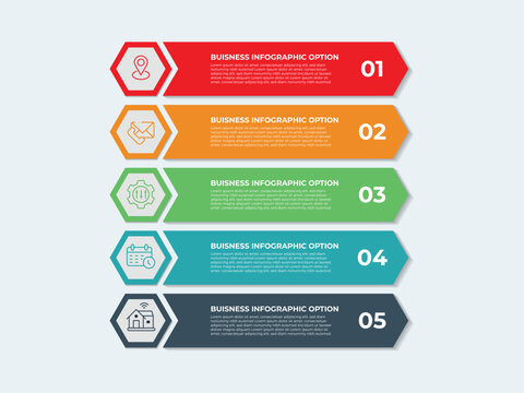 5 list of steps, layout diagram with number of sequence, circular infographic element template