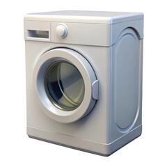 Modern white front load washing machine isolated on transparent background