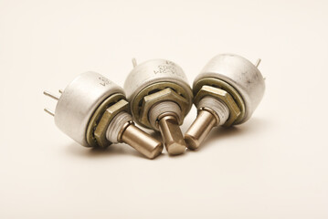 Potentiometers. Variable resistors. Devices for voltage changes.