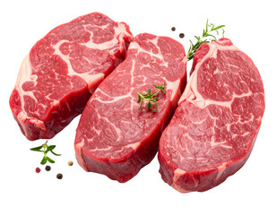 Premium Beef Steak Cuts Displayed on Transparent Background , Isolated for Food Photography