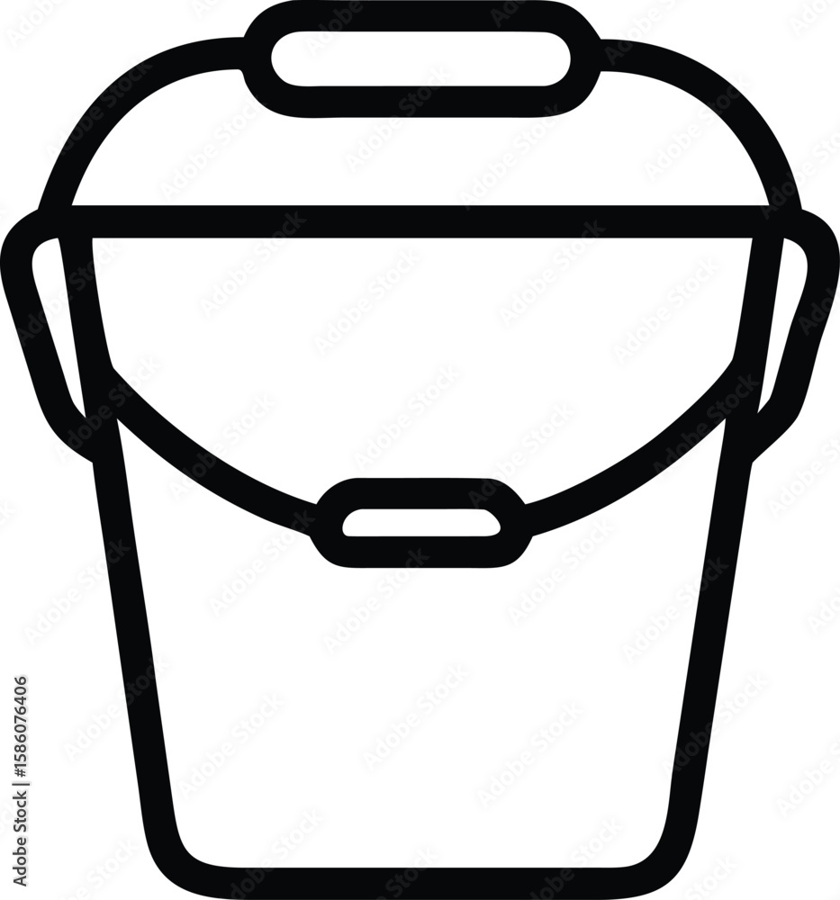 Poster Simple outline drawing of a bucket with a handle for various design needs