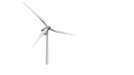 Wind turbine generates renewable energy with a transparent background making it great for layering.
