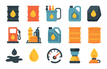 Oil barrel usage and products modern flat style. crude oil barrel, gasoline barrel, diesel barrel, lubricants, asphalt, petrochemical, fuel pump, oil refinery, engine oil