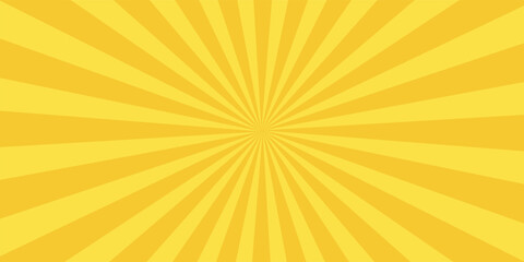 Yellow banner with Sun rays, yellow lines background, light