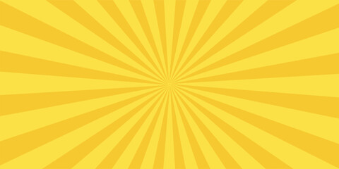 Yellow banner with Sun rays, yellow lines background, light