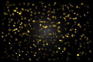 Vector illustration of a golden New Year background with glitter, stars, and abstract glow on a dark background.