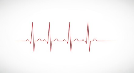 Red heartbeat line represents life and vital signs on white