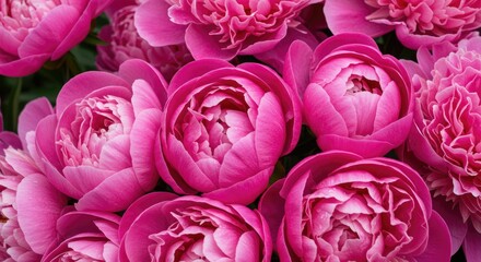 Obraz premium Lush Pink Peonies: Close-Up of Blooming Flowers, Vibrant Petals, Floral Beauty.